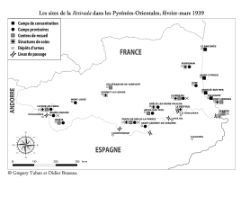 Les principaux sites de la Retirada dans les Pyrénées-Orientales, février-mars 1939