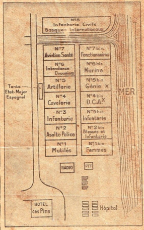 Plan du camp d’Argelès-sur-Mer publié dans l’Indépendant de Perpignan le 14 mars 1939.
