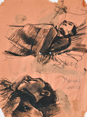 Dessin réalisé au camp d’Argelès-sur-Mer par Josep Subirats en 1939