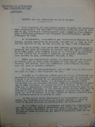 Rapport du chef du camp d'Argelès-sur-Mer sur les opérations du 22 et 23 mars 1941. 