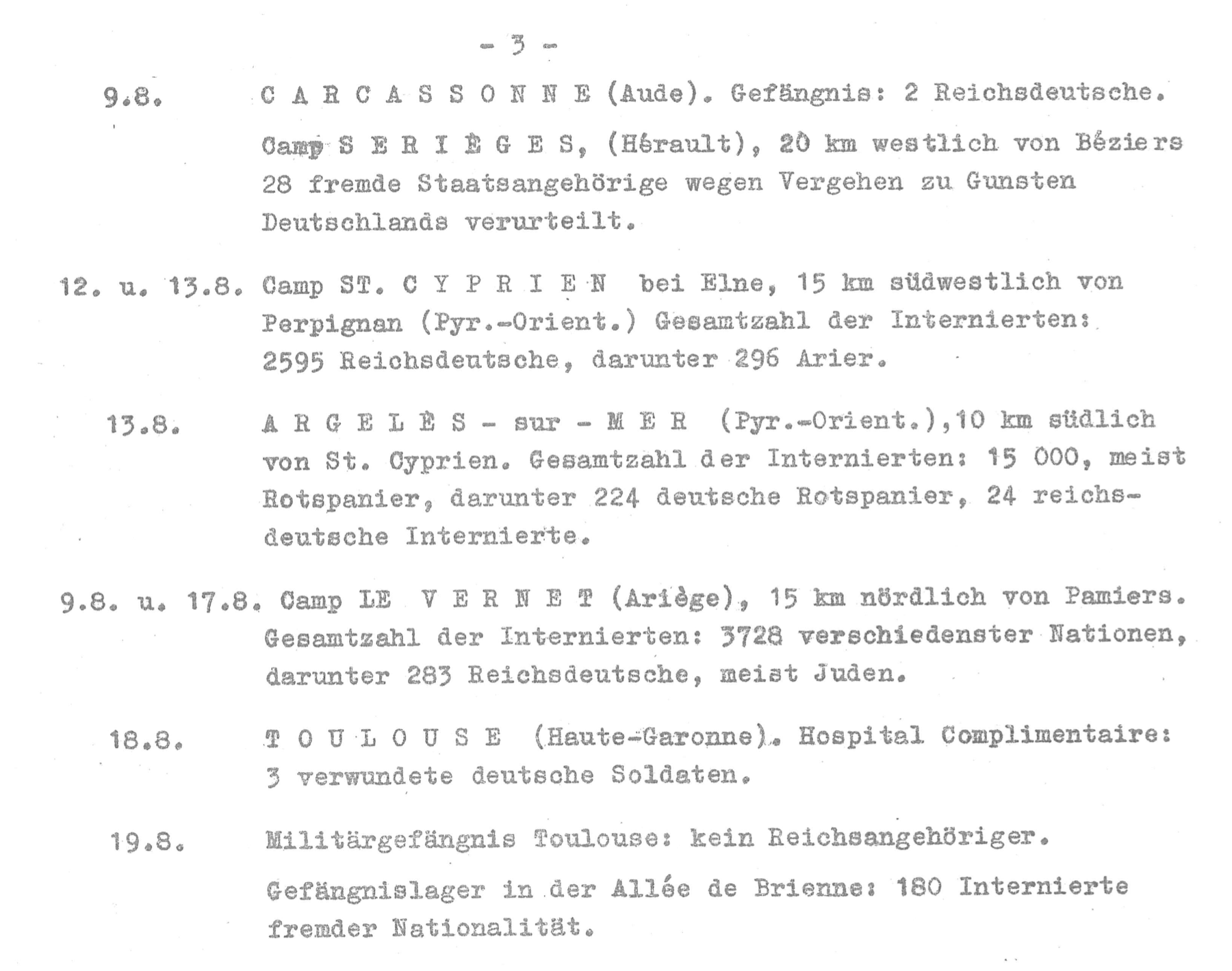 Extrait du journal de route de la commission Kundt au mois d’août 1940. 